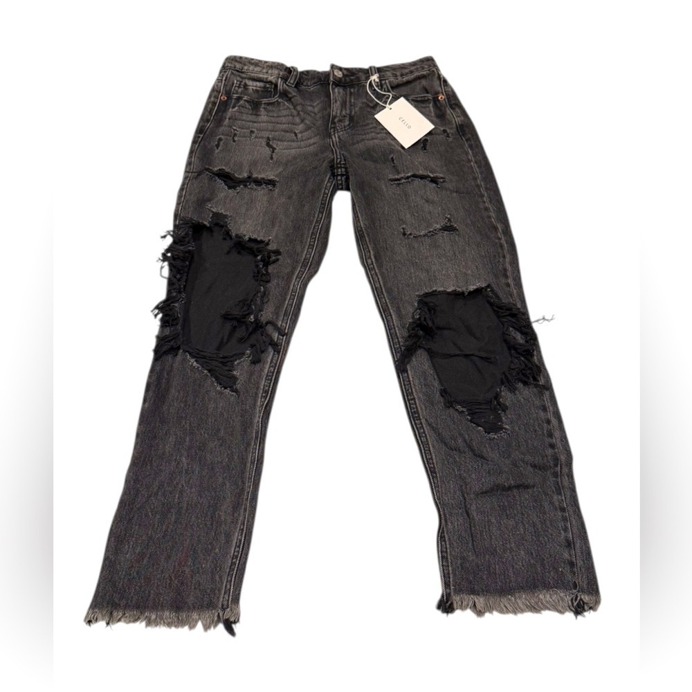 Cello Juniors' High Rise Boyfriend Jeans Black Acid Wash Size 3 New with Tags